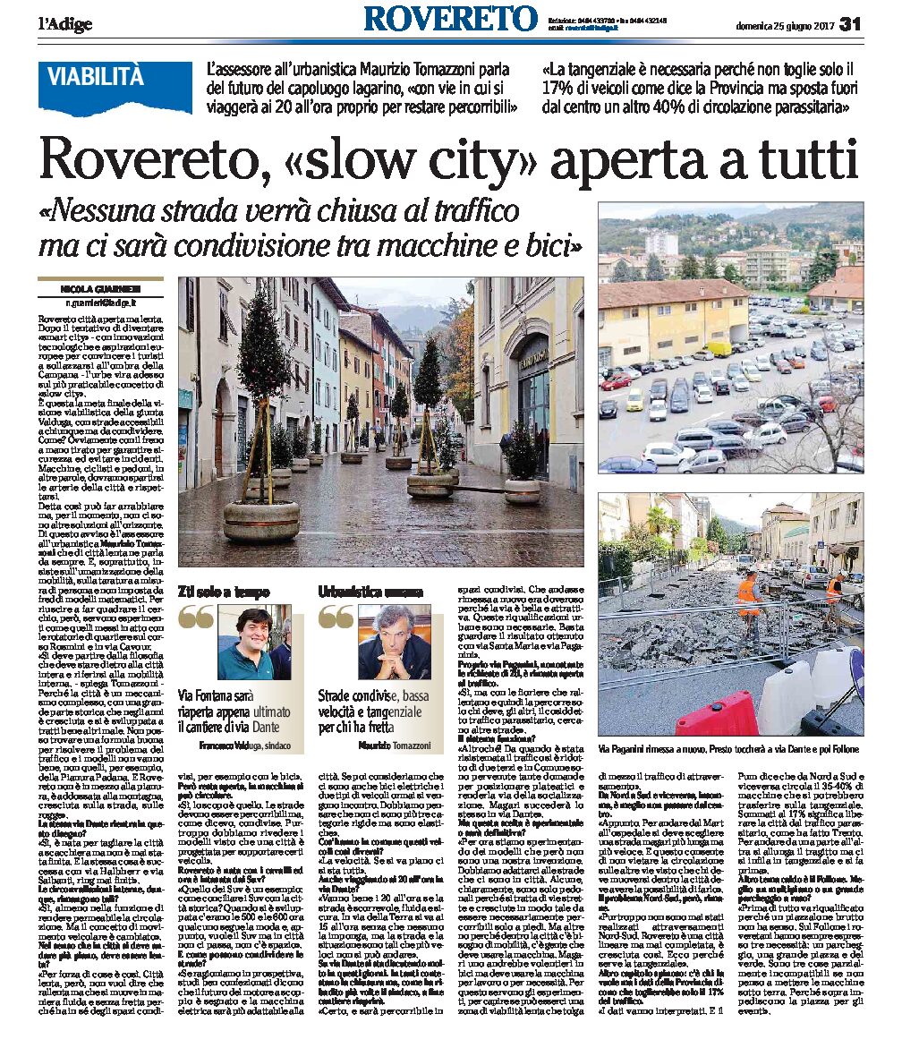 Rovereto, viabilità: “slow city” aperta a tutti