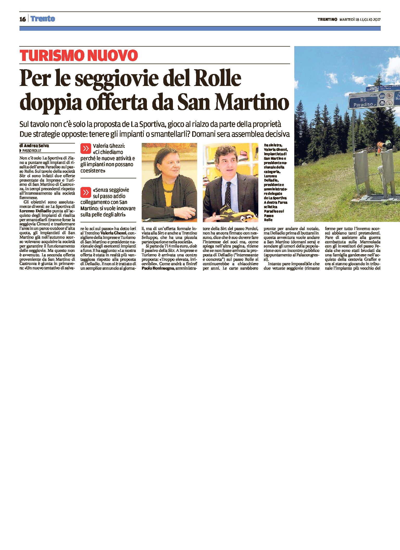 Passo Rolle: per le seggiovie doppia offerta da San Martino