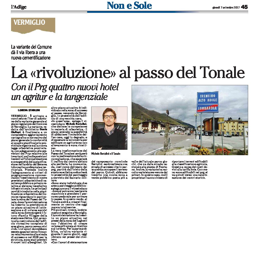 Passo Tonale, Vermiglio: con la variante al Prg “rivoluzione”, 4 nuovi hotel, agritur e tangenziale