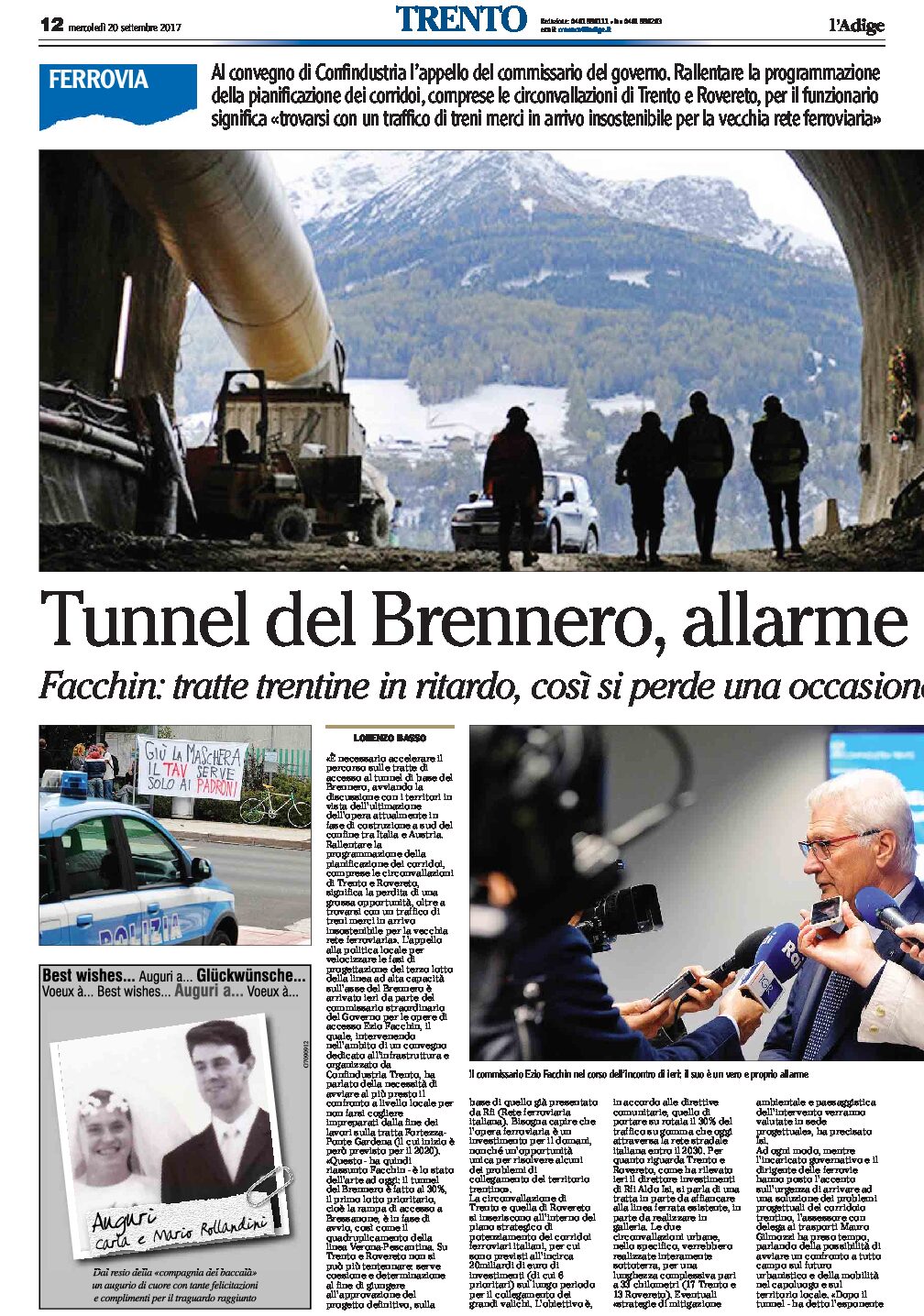 Mobilità trentina: Tunnel del Brennero, Valdastico, ferrovia Trento-Canazei