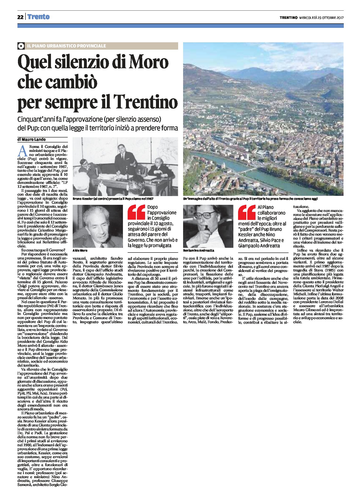 Pup: quel silenzio di Moro che cambiò per sempre il Trentino
