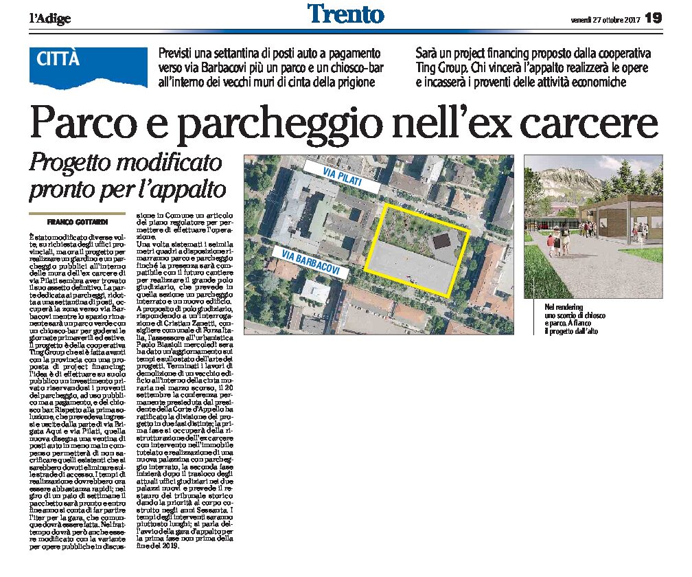Trento, ex carcere: Parco e parcheggio. Progetto modificato