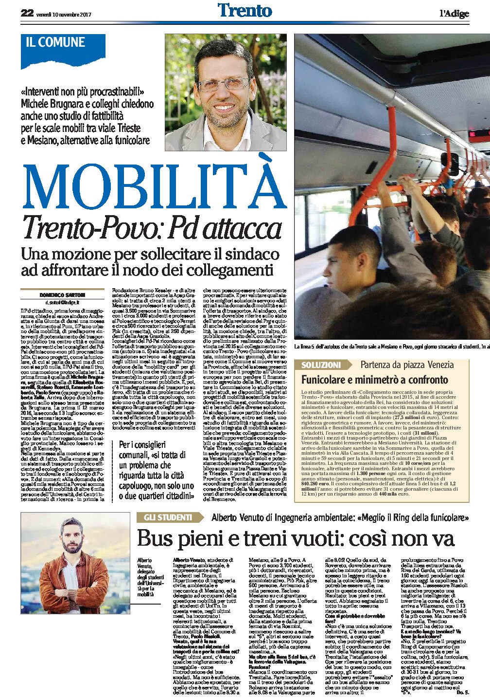 Mobilità: Trento-Povo, Pd attacca. Gilmozzi “Nordus prioritario”