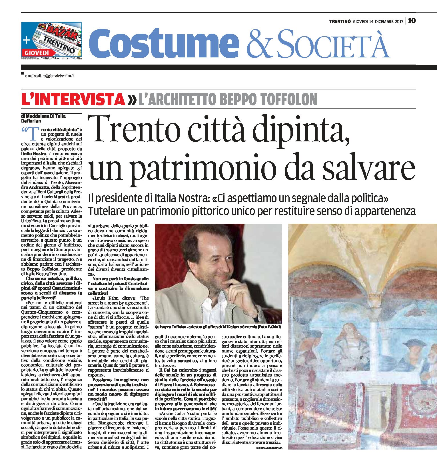 Trento città dipinta: Italia Nostra “un patrimonio da salvare”