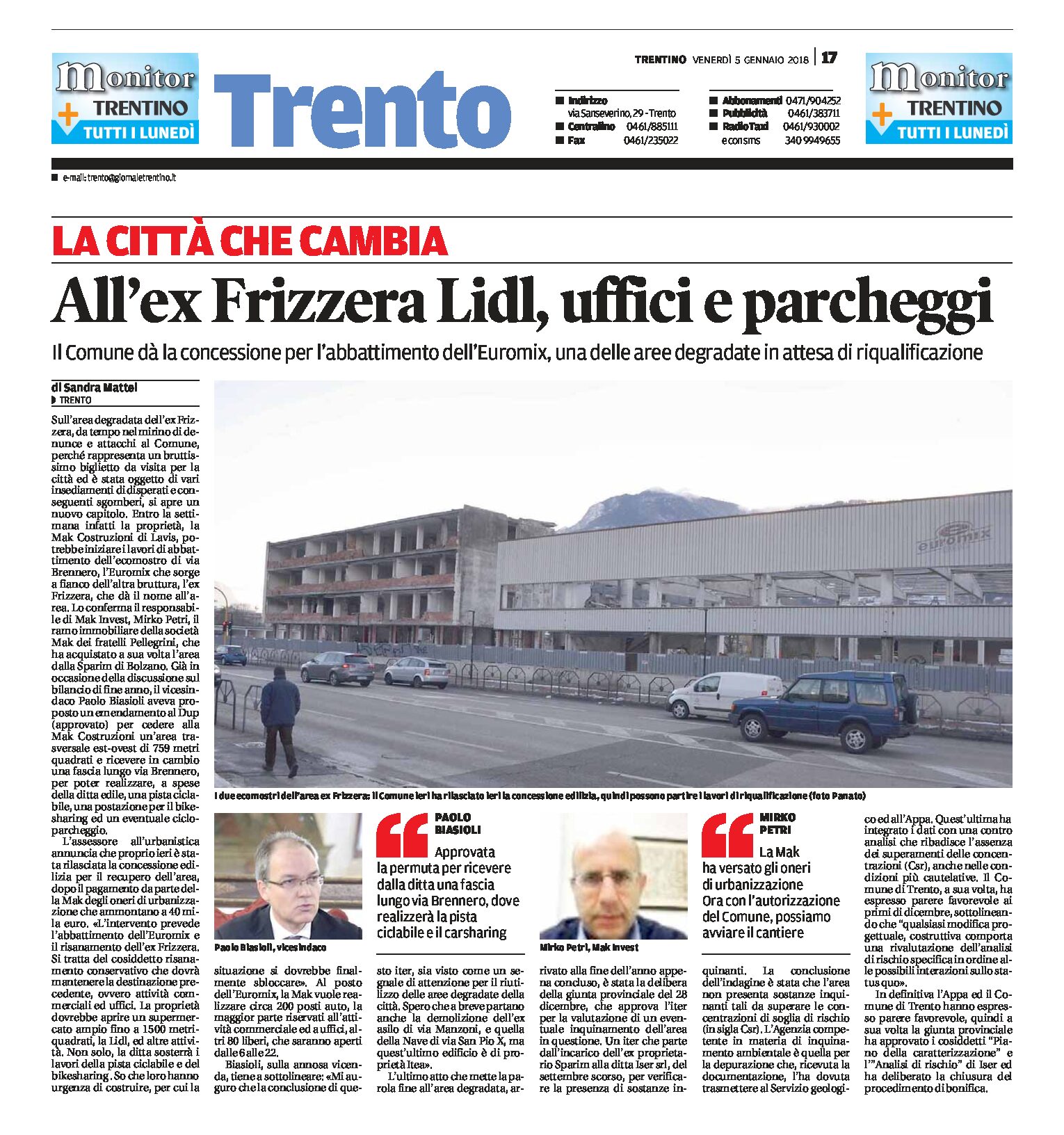 Trento, via Brennero: l’ex Frizzera sarà a breve demolito per far posto a Lidl, uffici e parcheggi