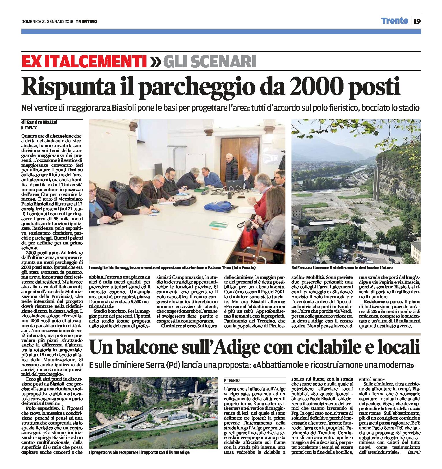 Piedicastello, ex Italcementi: polo fieristico, parcheggio da 2000 posti e balcone sull’Adige