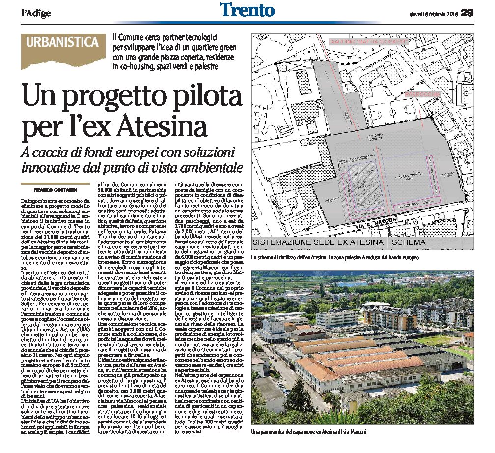 Trento: un progetto pilota per l’ex Atesina. A caccia di fondi europei con soluzioni innovative