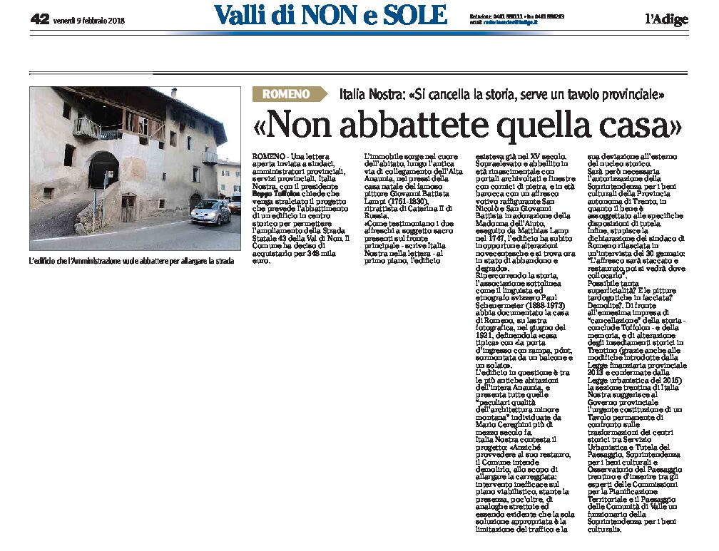 Romeno: Italia Nostra “non abbattete quella casa”