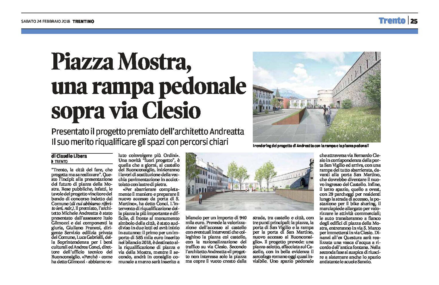 Trento, piazza Mostra: una rampa pedonale sopra via Clesio