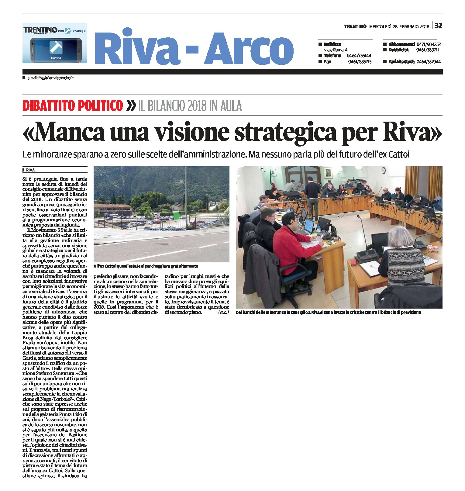 Riva: minoranze critiche sulle scelte dell’amministrazione. Manca una visione strategica