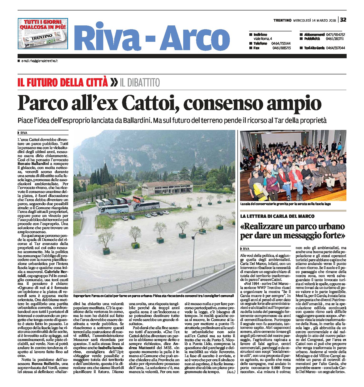 Riva: ampio consenso per il parco all’ex Cattoi