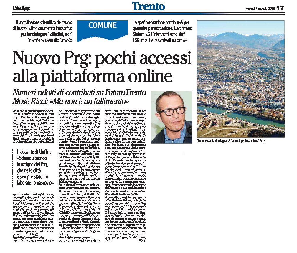Trento, nuovo Prg: pochi accessi alla piattaforma online