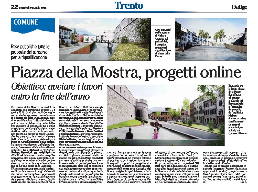 Trento, Piazza Mostra: progetti online