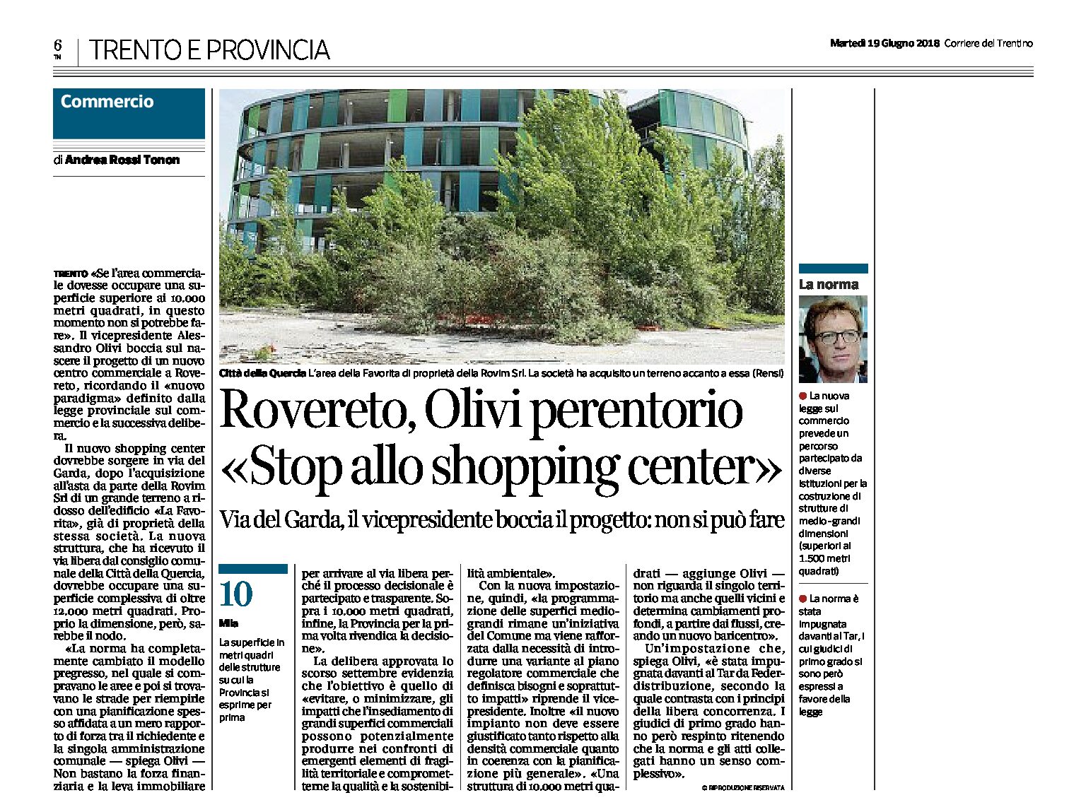 Rovereto, via del Garda: no della Provincia al nuovo shopping center