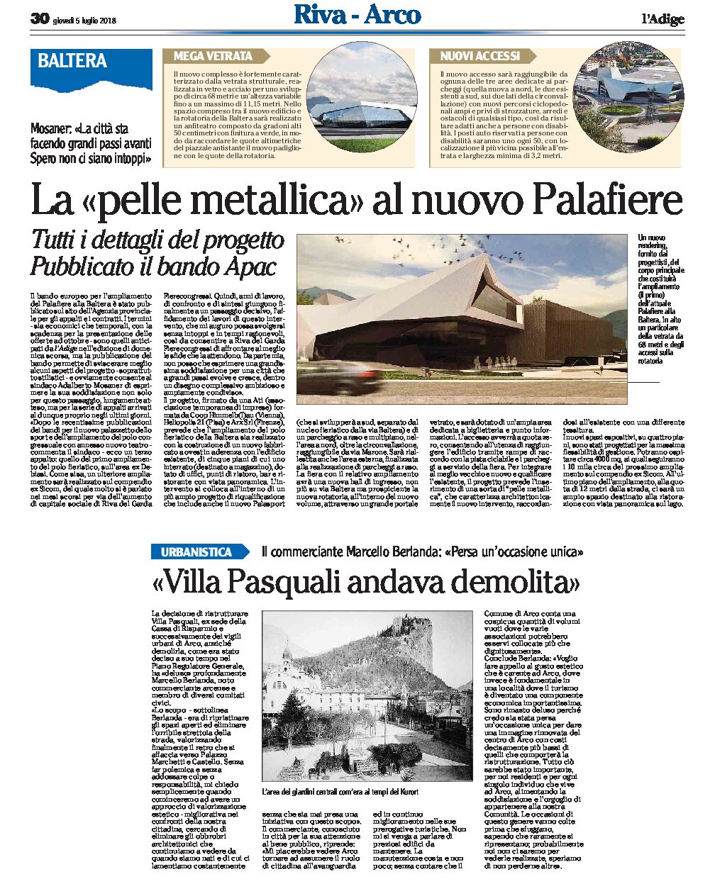Arco: Villa Pasquali andava demolita. Baltera, rendering nuovo Palafiere