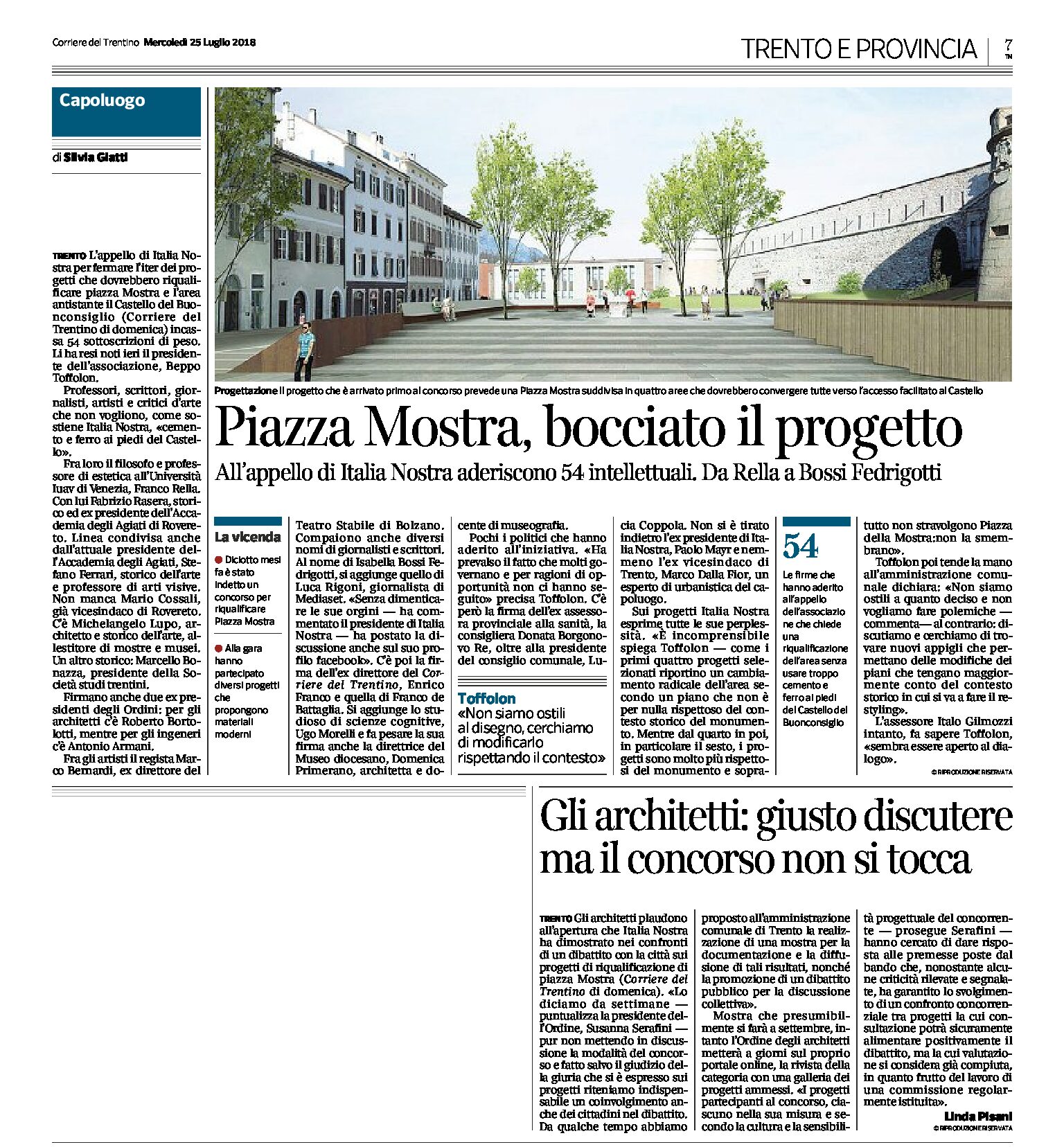 Trento, piazza Mostra: appello di Italia Nostra contro la realizzazione del progetto vincitore
