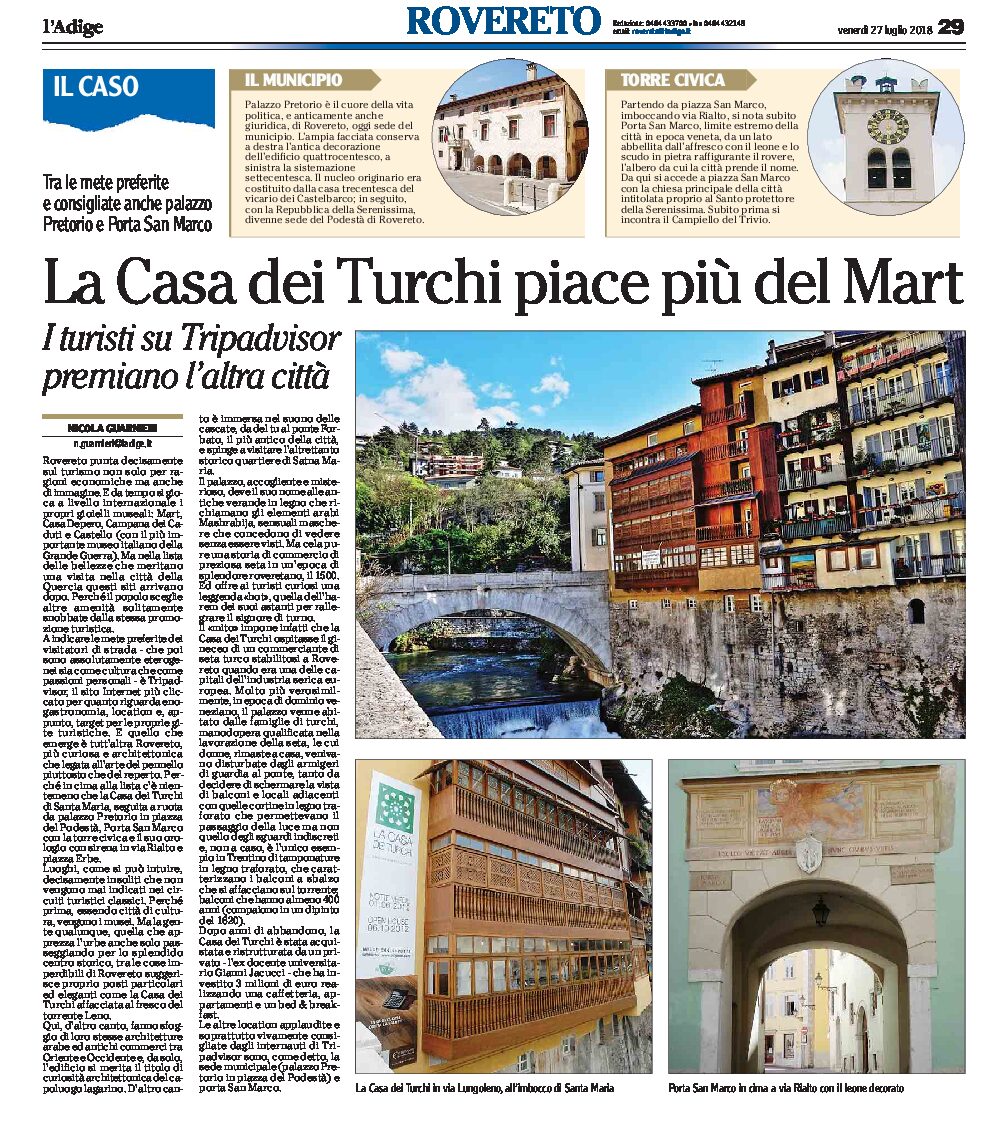 Rovereto, turisti: la Casa dei Turchi piace più del Mart