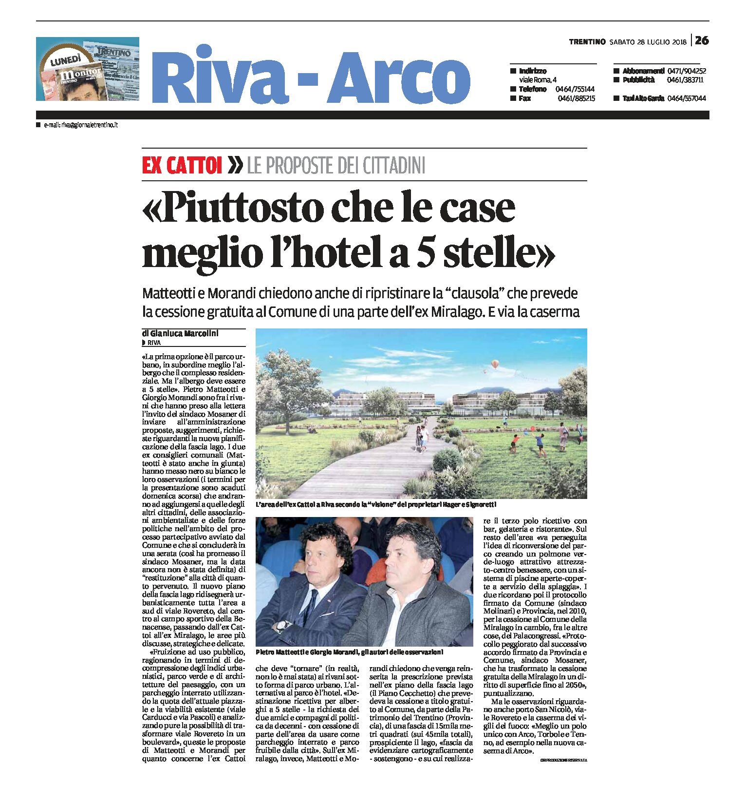 Riva, ex Cattoi: prima opzione il parco urbano, in subordine meglio l’hotel a 5 stelle che le case