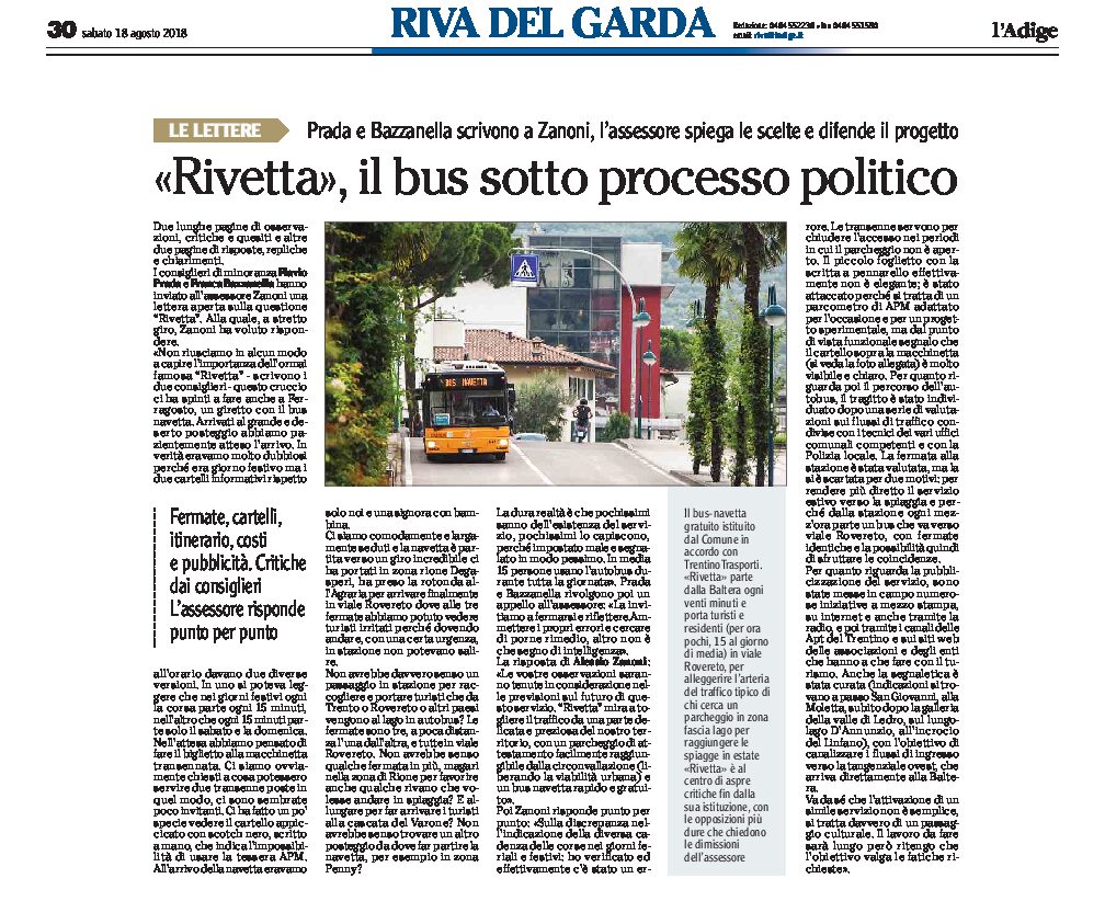 Baltera, Rivetta: il bus sotto processo politico
