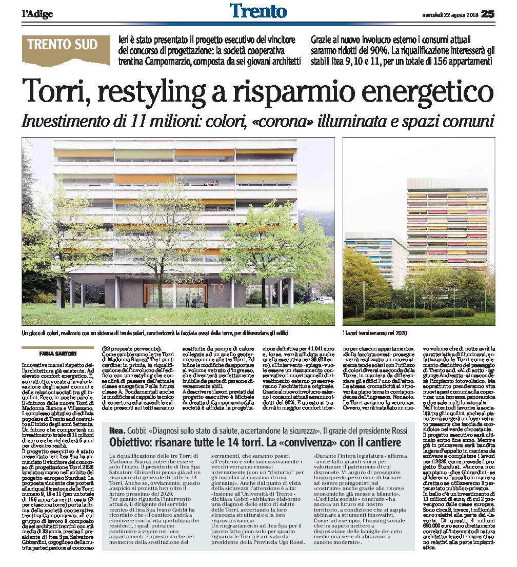 Trento Sud: torri restyling a risparmio energetico.
