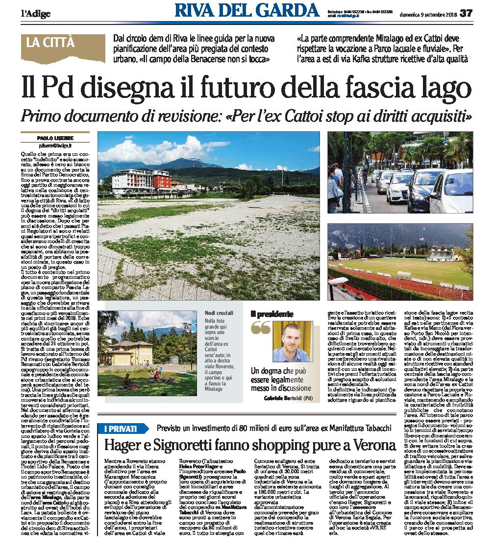 Riva: il Pd disegna il futuro della fascia lago.