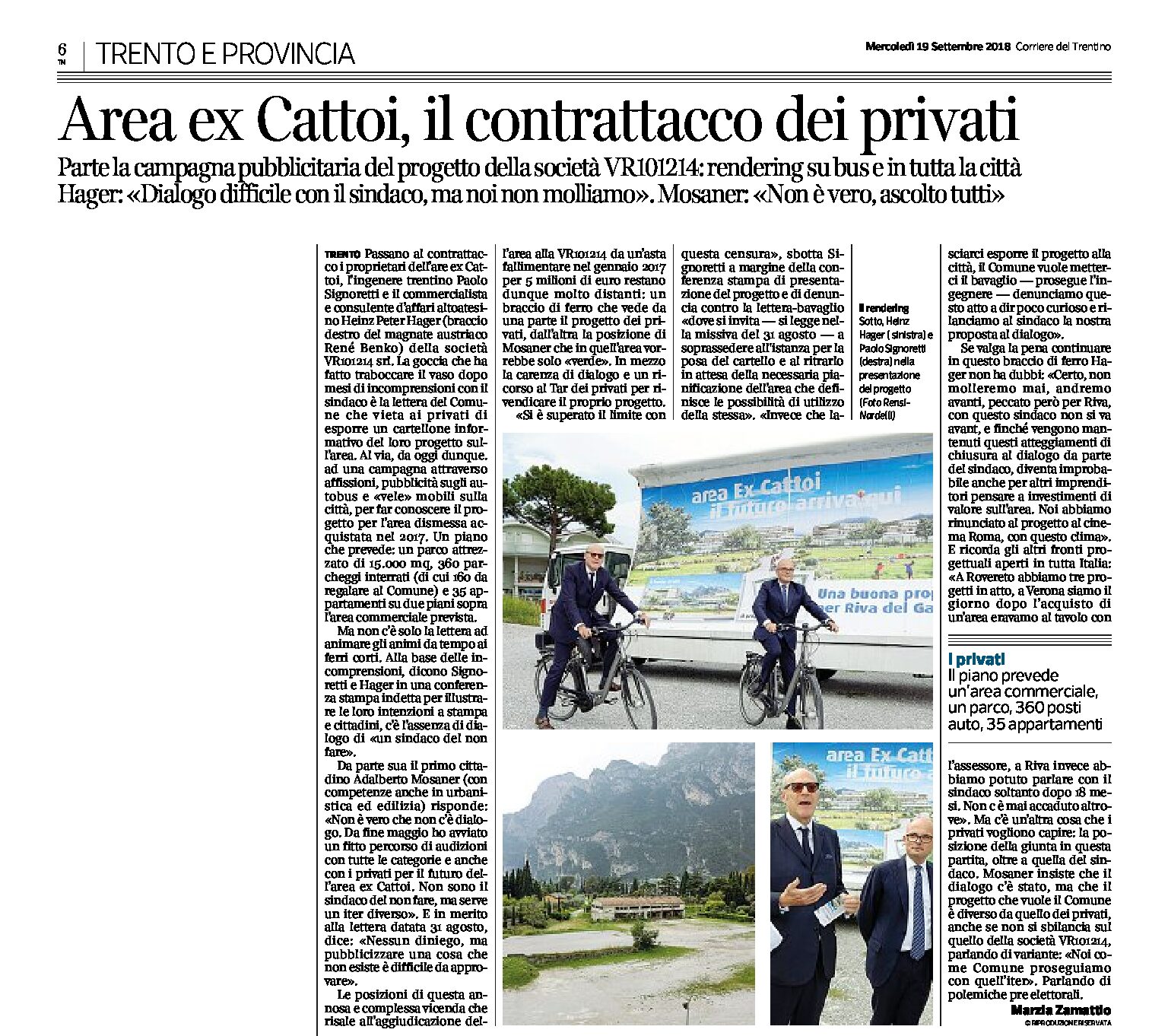 Riva, area ex Cattoi: il contrattacco dei privati. Rendering del progetto sui bus e in città