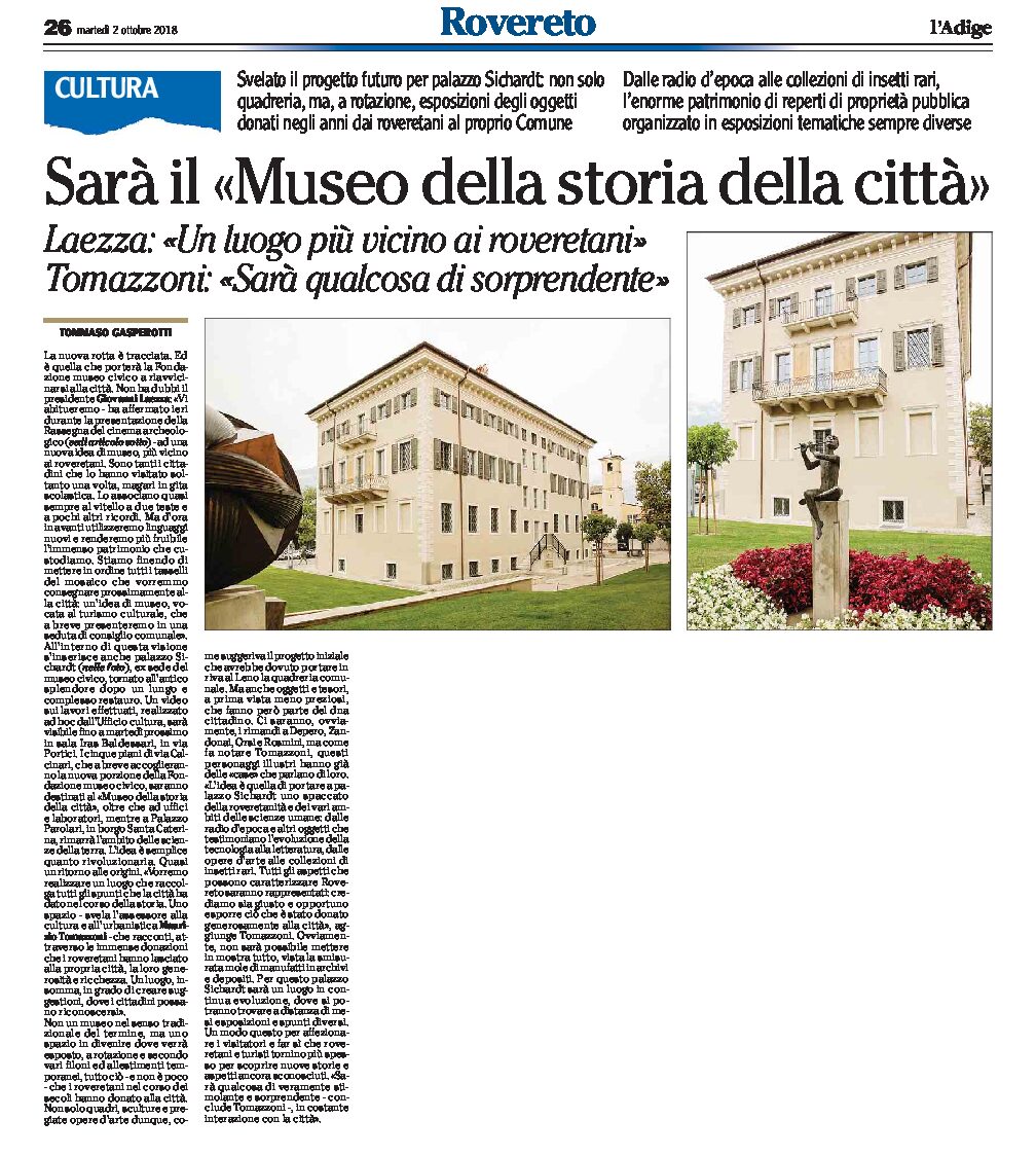 Rovereto, palazzo Sichardt: sarà il Museo della storia della città