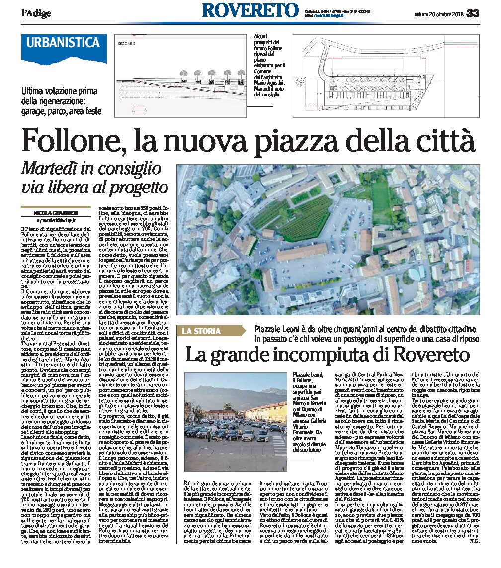 Rovereto, Follone: la nuova piazza della città. Il piano di riqualificazione sta per decollare