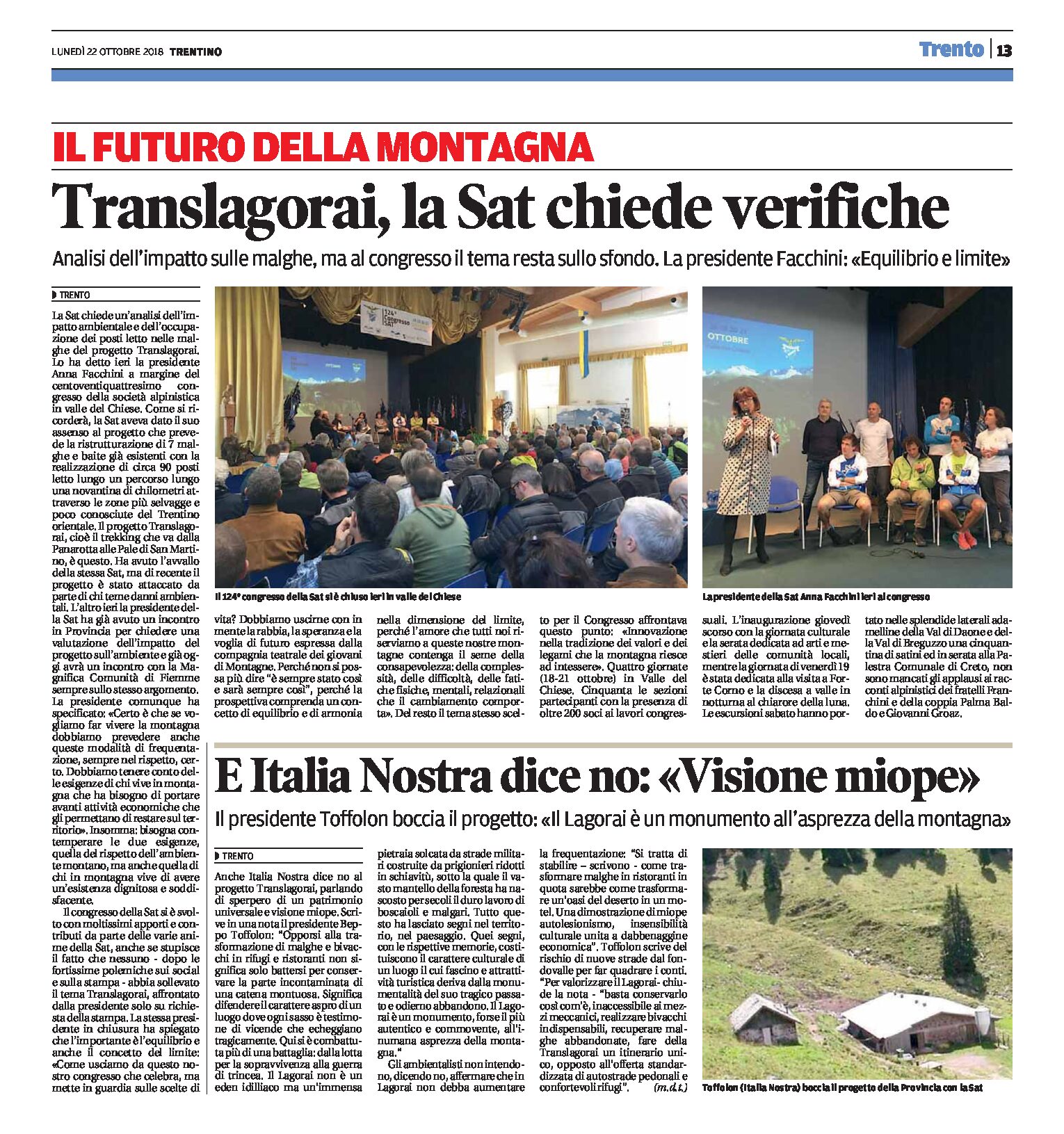 Translagorai: Italia Nostra dice no “visione miope”. La Sat chiede verifiche