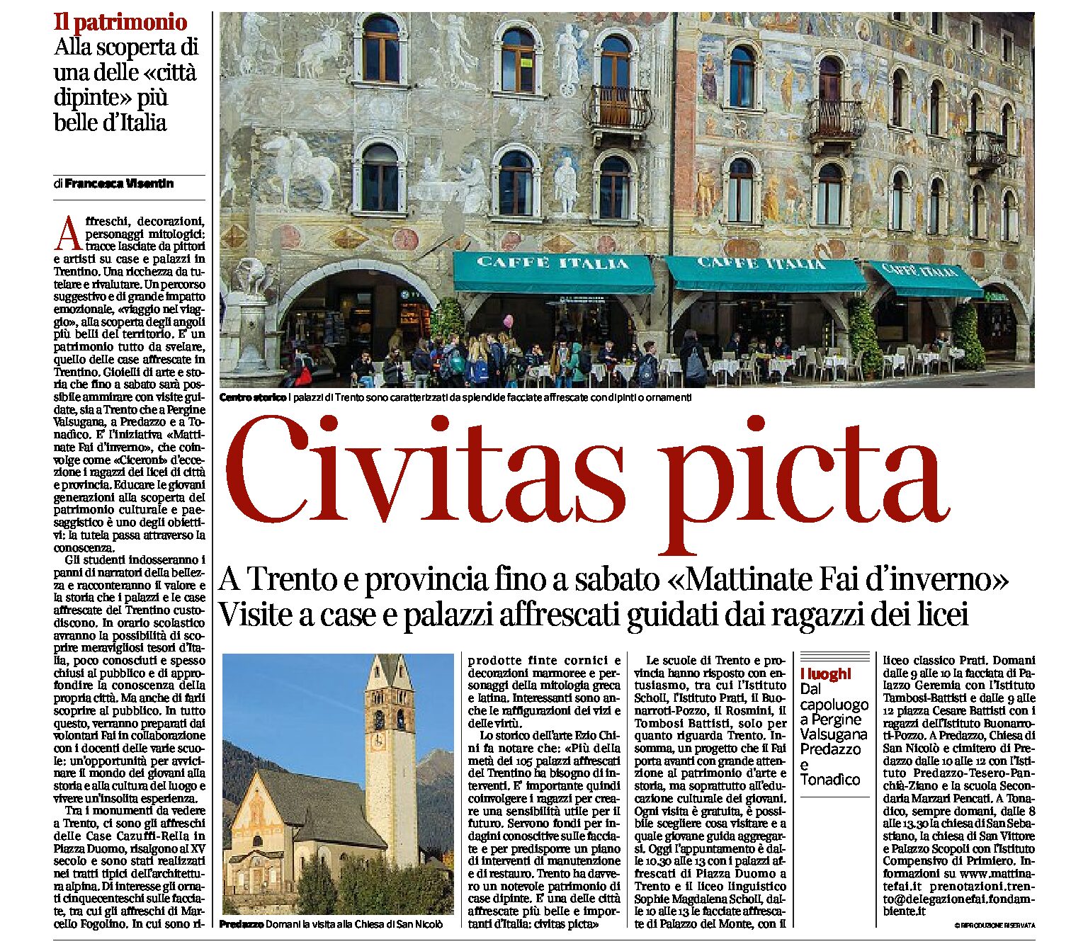 Trento, Mattinate del Fai: Civitas picta, gli studenti apprendisti Ciceroni