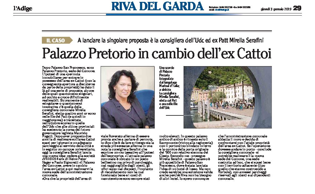 Riva: palazzo Pretorio in cambio dell’ex Cattoi