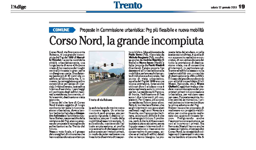 Trento, Corso Nord: la grande incompiuta del Prg del 1989 di Vittorini