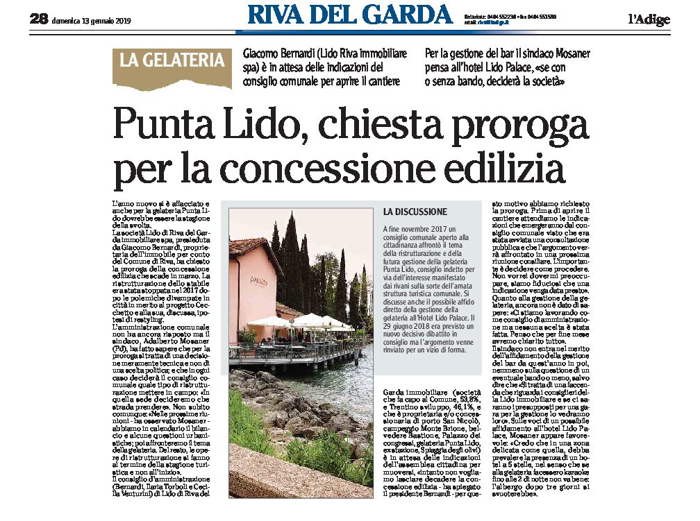 Riva, Punta Lido: chiesta proroga per la concessione edilizia