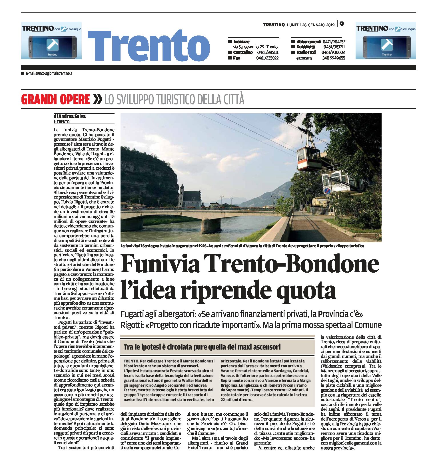 Funivia Trento-Bondone: l’idea riprende quota