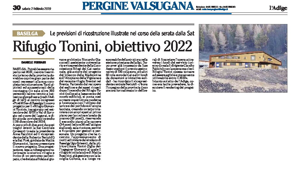 Rifugio Tonini: obiettivo riapertura nel 2022