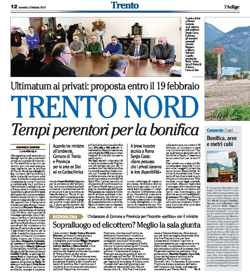 Trento nord: ultimatum ai privati per la bonifica