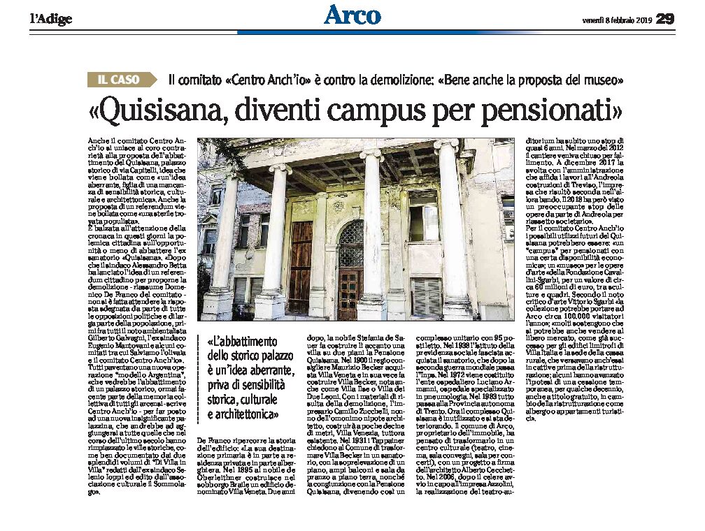 Arco, ex Quisisana: diventi campus per i pensionati