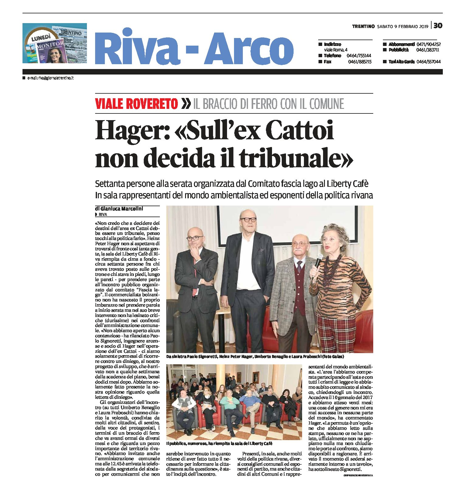 Riva: Hager “sull’ex Cattoi non decida in tribunale”