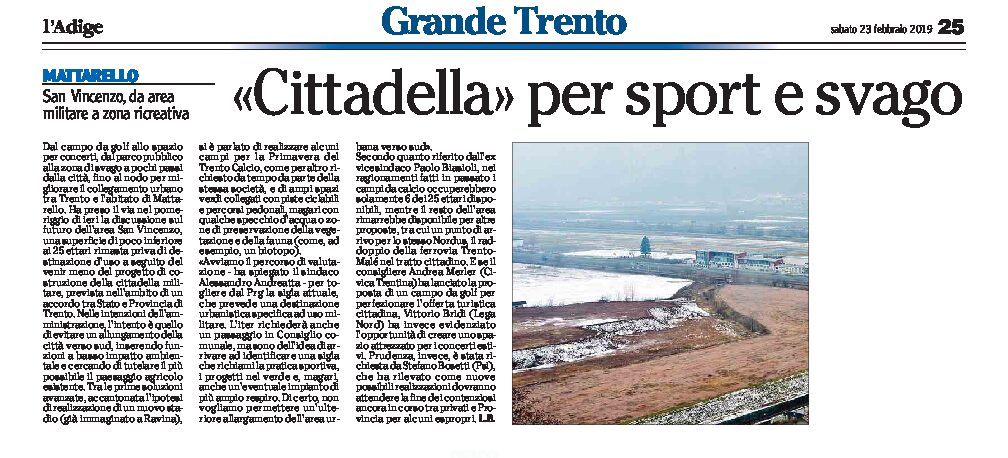 Mattarello, San Vincenzo: “Cittadella” per sport e svago