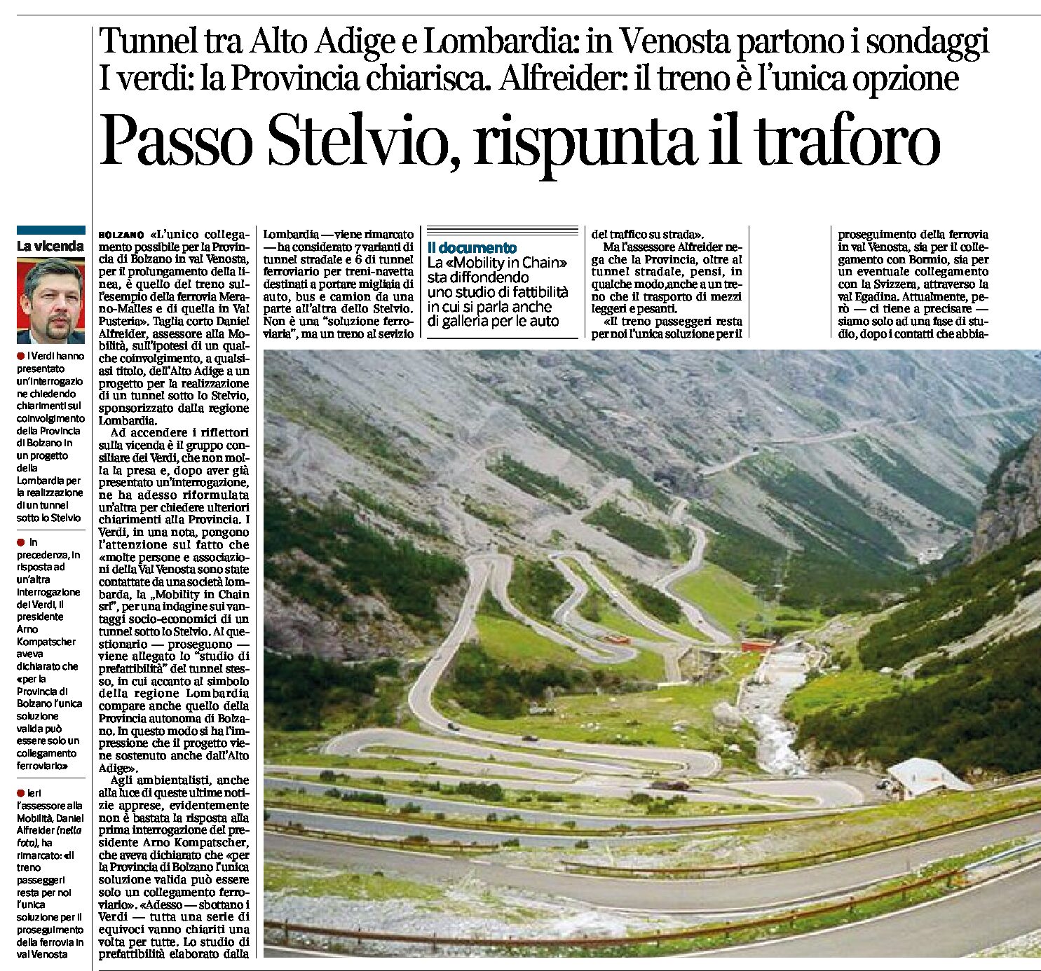 Passo Stelvio: rispunta il traforo. Tunnel tra Alto Adige e Lombardia. Sondaggi in Venosta