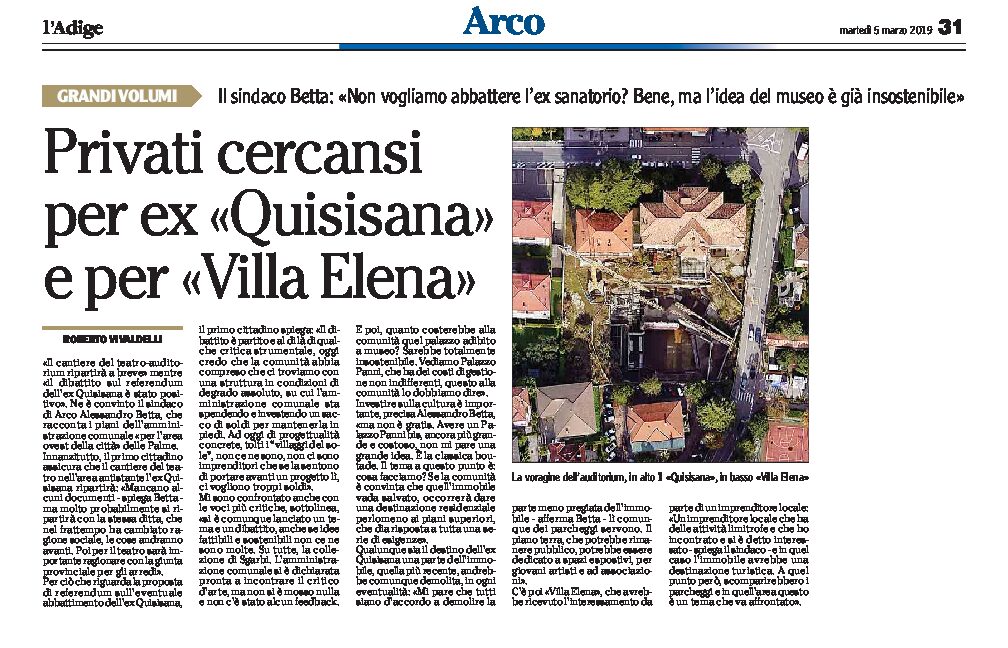 Arco: privati cercansi per ex Quisisana e per Villa Elena