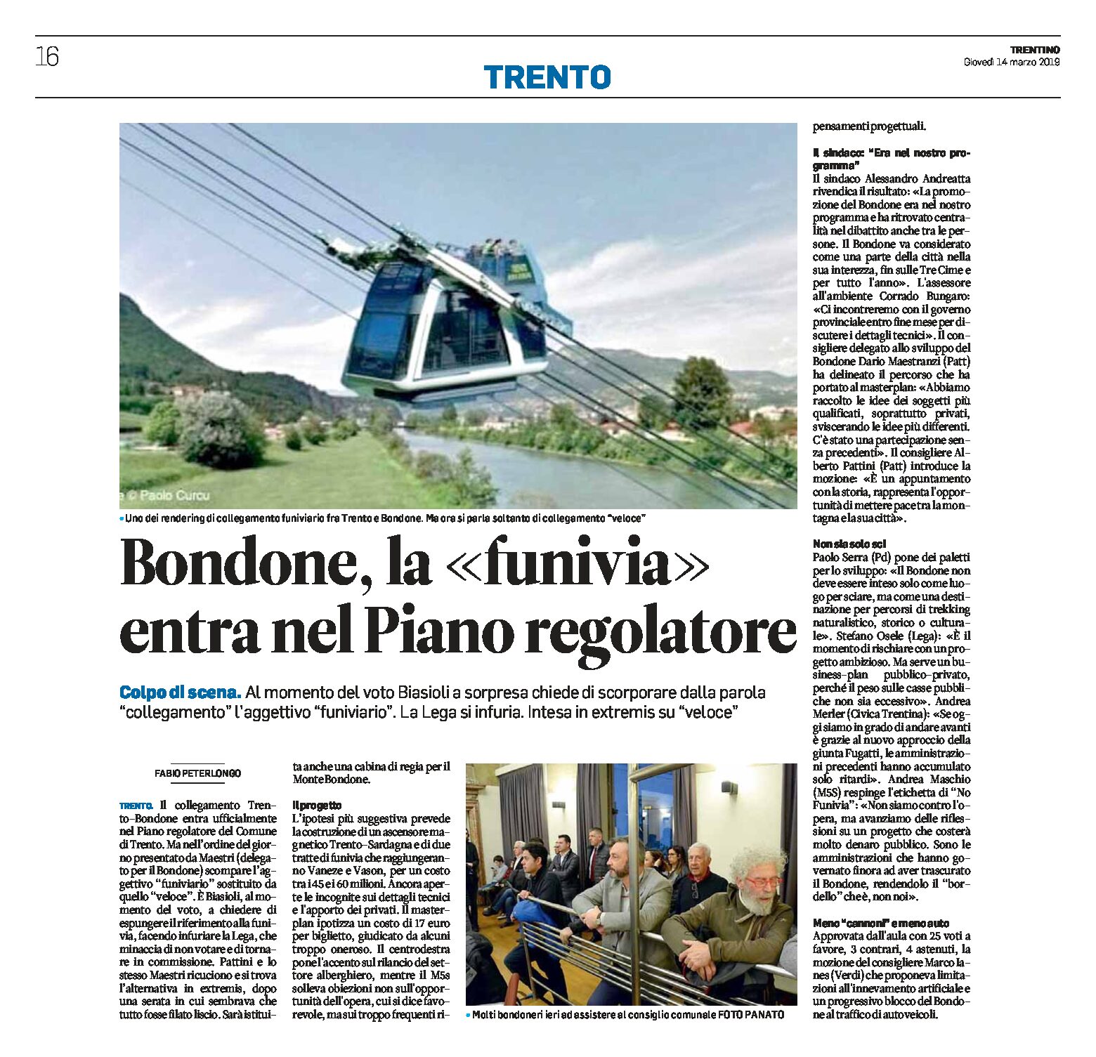 Trento-Bondone: la funivia entra nel Piano regolatore