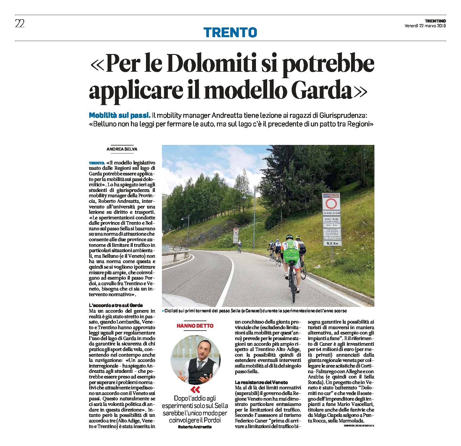 Mobilità sui Passi: per le Dolomiti si potrebbe applicare il modello Garda