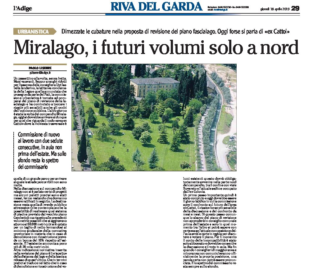 Riva, fascia lago: Miralago, i futuri volumi solo a nord