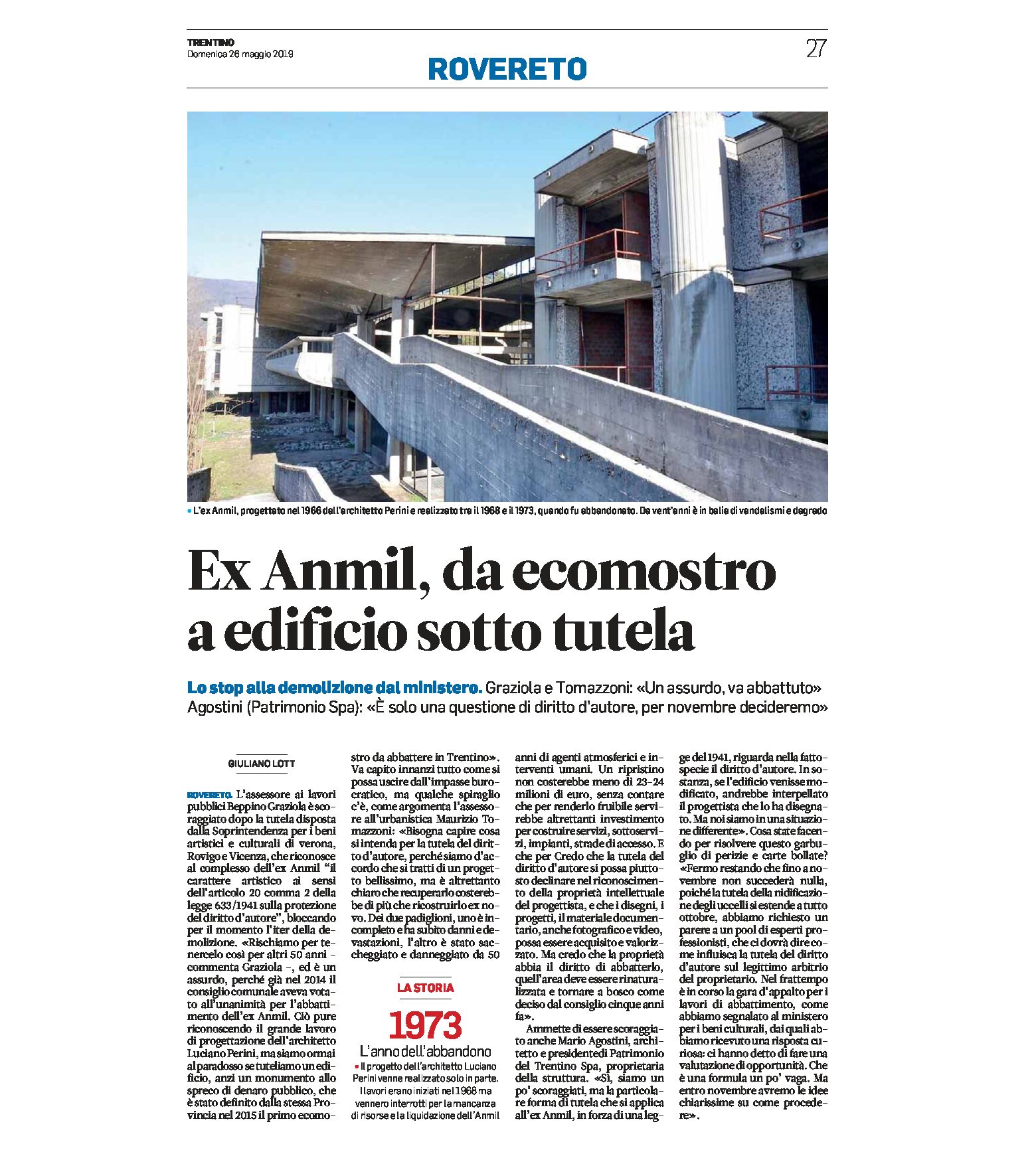 Rovereto, ex Anmil: da ecomostro a edificio sotto tutela.