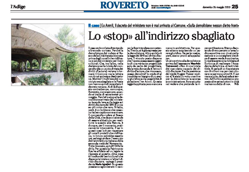 Rovereto, ex Anmil: lo “stop” alla demolizione, arrivato all’indirizzo sbagliato