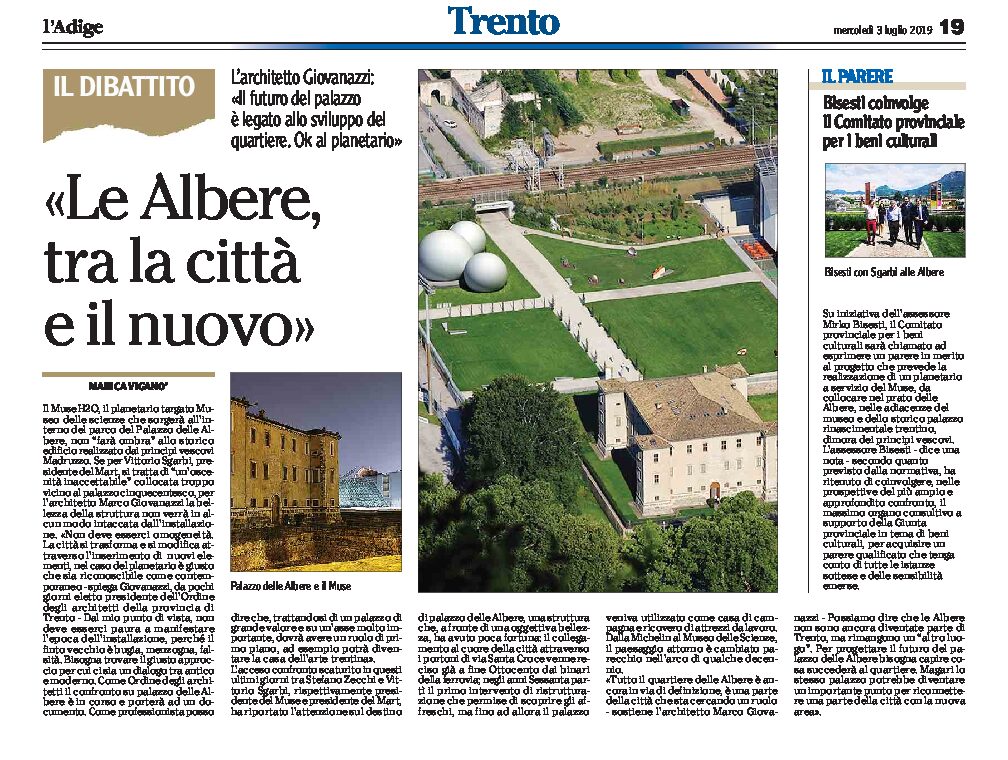 Trento: Le Albere, tra la città e il nuovo: Giovanazzi, ok al planetario