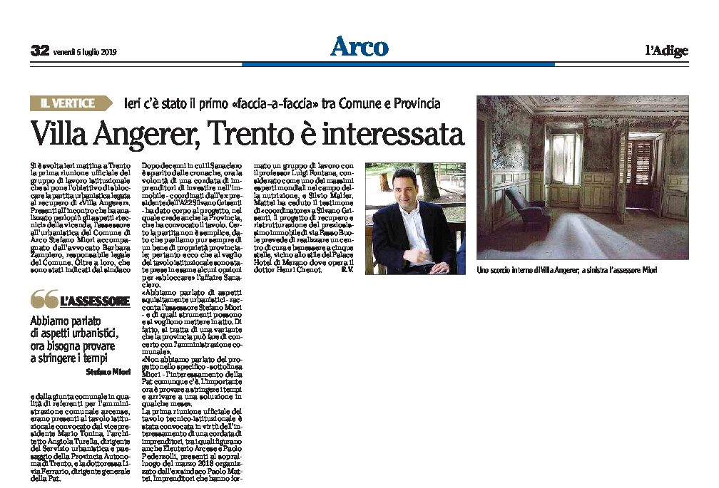 Arco, Villa Angerer: Trento è interessata.