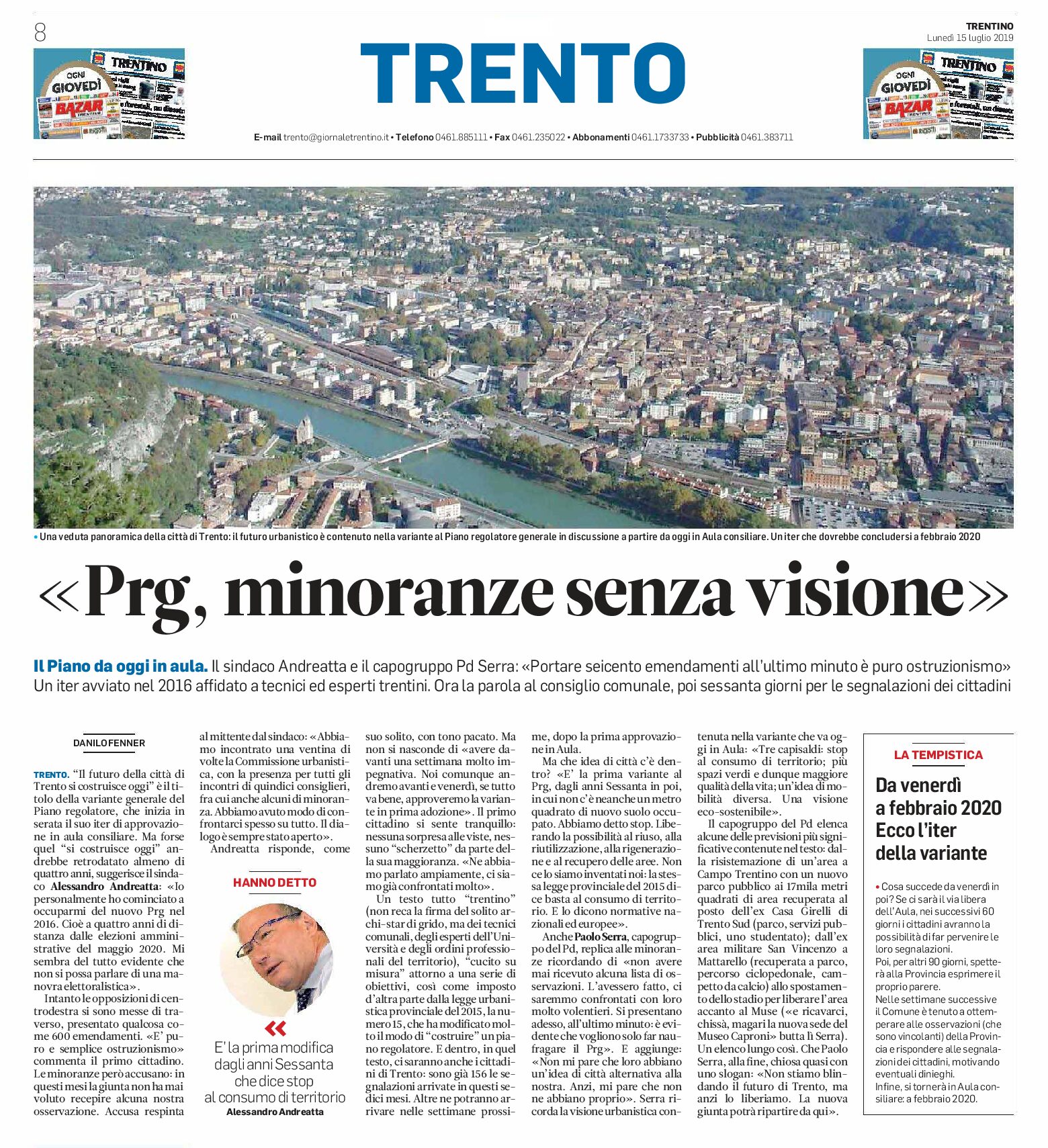 Trento, Prg: minoranze senza visione. Il Piano da oggi in aula, poi 60 giorni per le segnalazioni dei cittadini