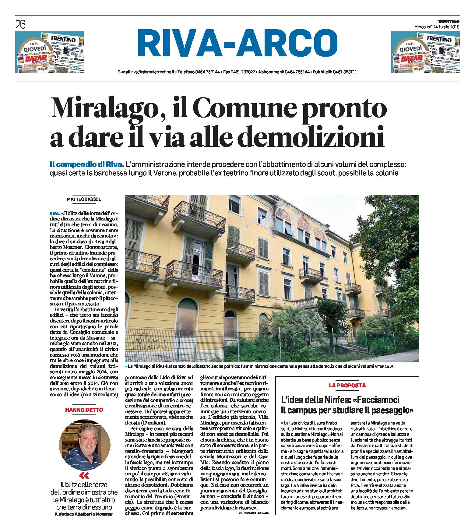 Riva: Miralago, il Comune pronto a dare il via alla demolizione
